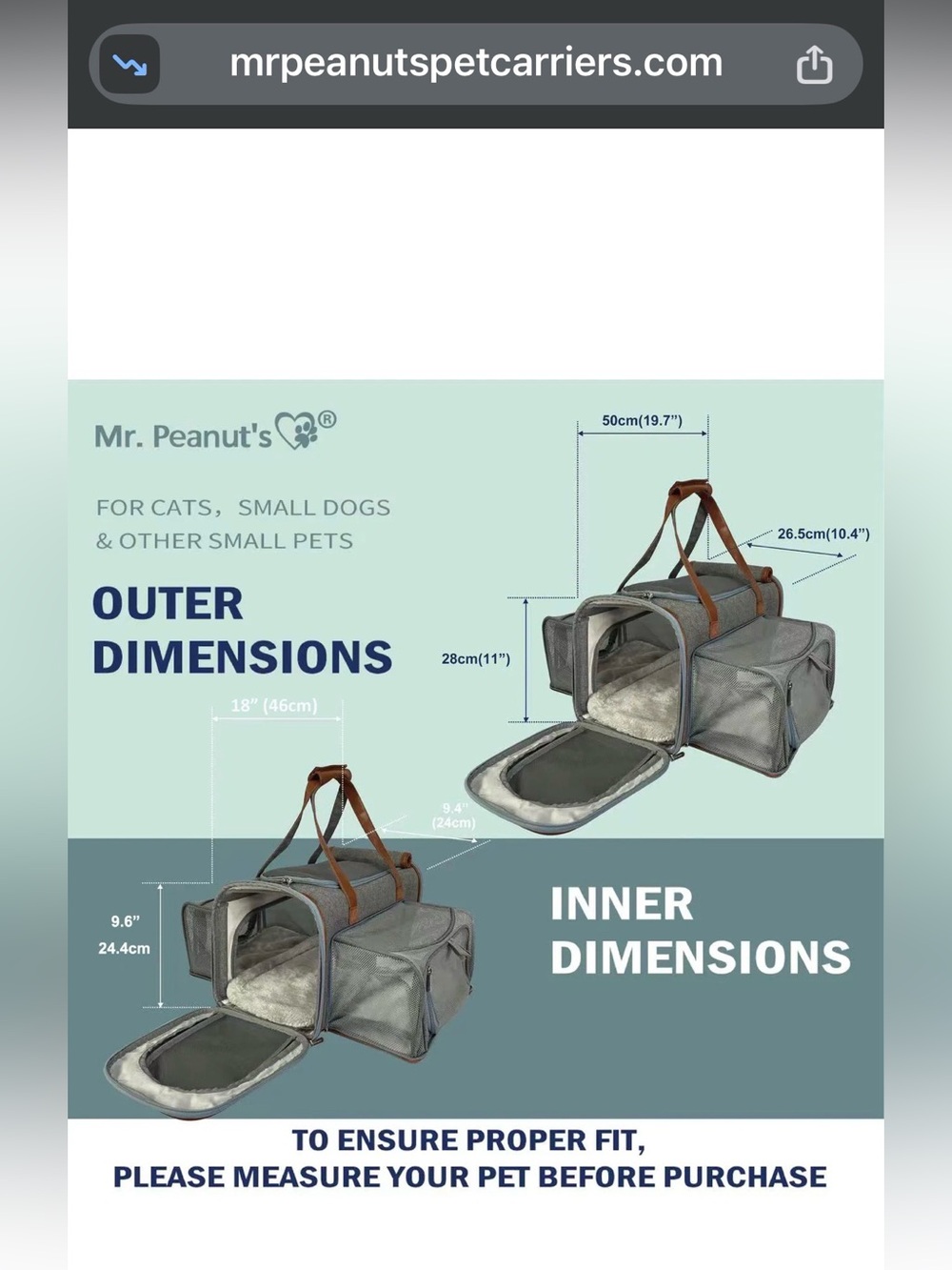 Mr. Peanut Big Apple XL Double Expandable Pet Carrier - Picture 7 of 12